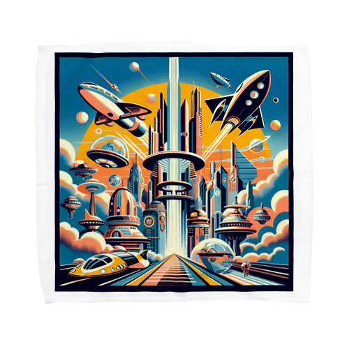 過去の未来観　retro-futurism design01 Towel Handkerchief