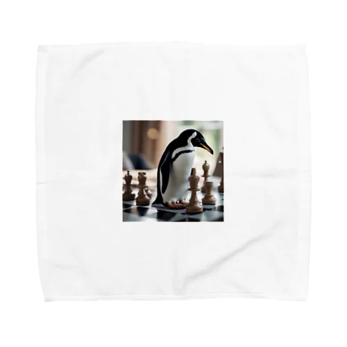 チェスをしているペンギン タオルハンカチ