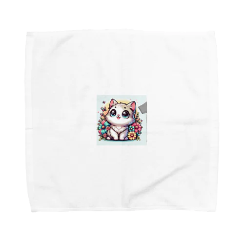 可愛いいねこが目を輝かせています！ Towel Handkerchief