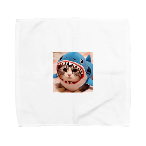 鮫の着ぐるみを着た猫 Towel Handkerchief