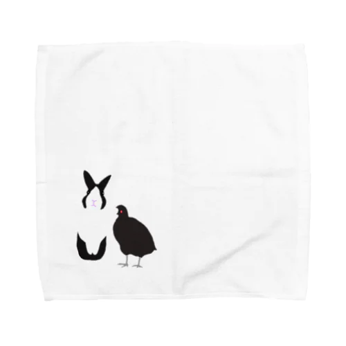 ダッチうさぎ(立)とオオバン Towel Handkerchief