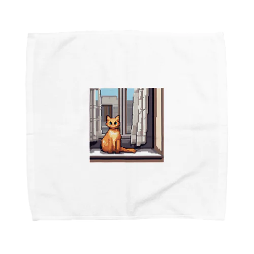 窓前お座り猫さん Towel Handkerchief