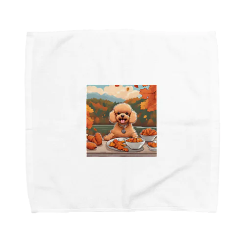 秋を楽しむトイプードル Towel Handkerchief