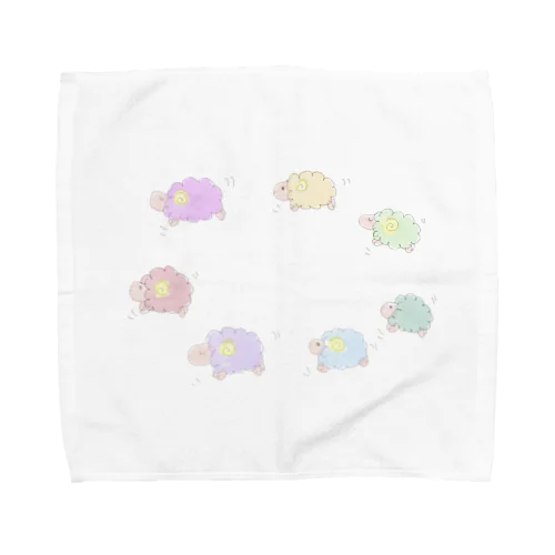 カラフルひつじの群れ Towel Handkerchief