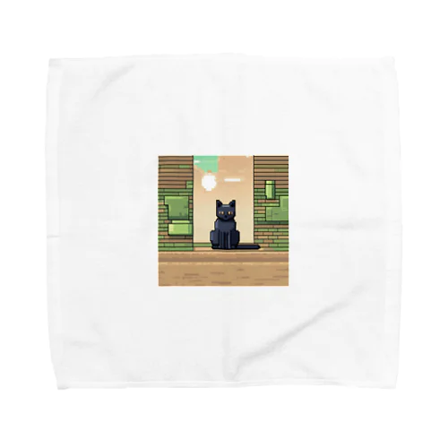 街中でたたずむ黒猫 Towel Handkerchief