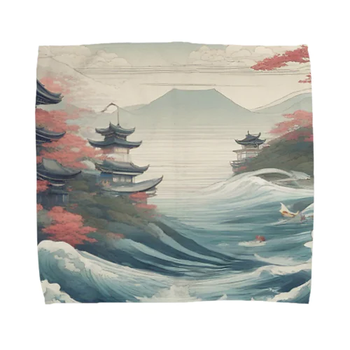 日本建築と海 Towel Handkerchief