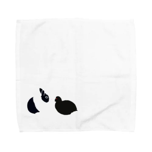 ダッチうさぎ(座)とオオバン Towel Handkerchief