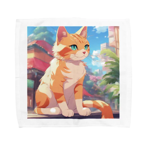 窓辺に佇む、かわいらしい猫ちゃんの姿🐱✨ Towel Handkerchief