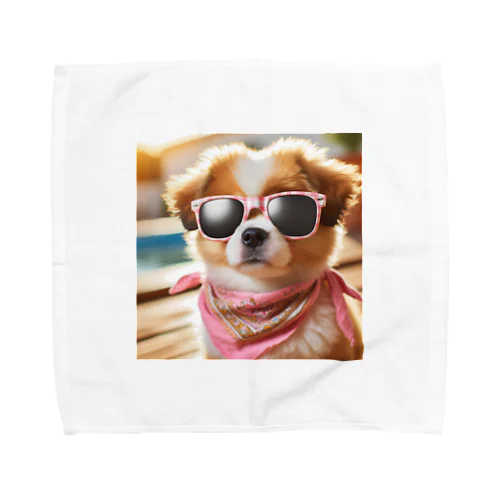 サングラスをかけた、かわいい犬 Marsa 106 Towel Handkerchief