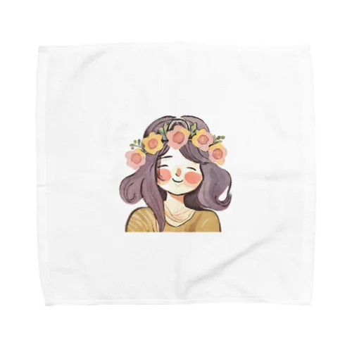 水彩画　花冠の少女 Towel Handkerchief