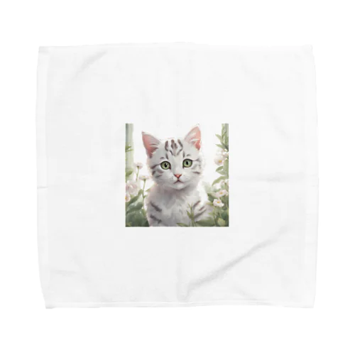 虎縞白猫02 Towel Handkerchief
