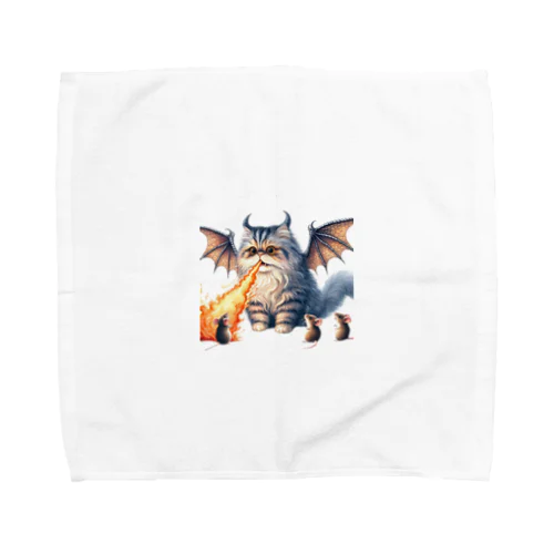 ブサカワ！火噴き猫ドラゴン　背景透過ver Towel Handkerchief