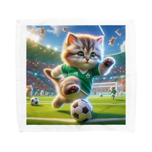 サッカーにゃんこ Towel Handkerchief