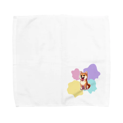 柴犬と一緒（パステルステッカー風） Towel Handkerchief