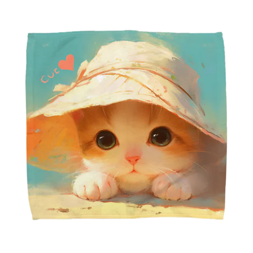 帽子をかぶった可愛い子猫 Marsa 106 タオルハンカチ