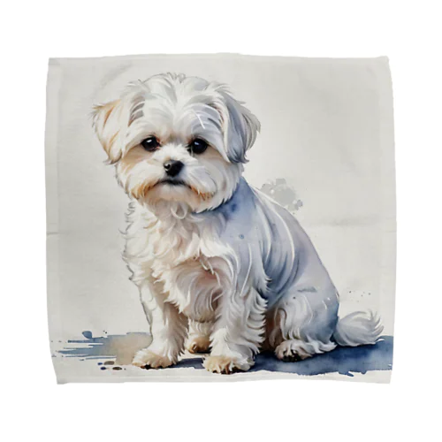 マルチーズ　Maltese　水彩画風 Towel Handkerchief