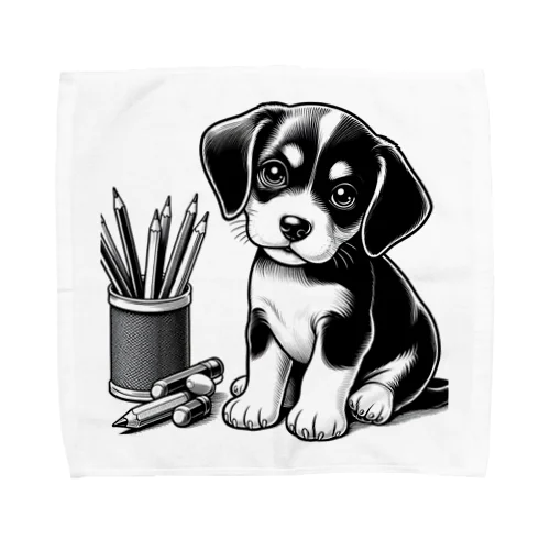 子犬とえんぴつ Towel Handkerchief