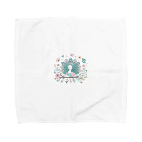 カラフルな孔雀の幼鳥 Towel Handkerchief