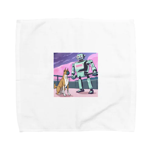 ボクサー犬とロボット Towel Handkerchief