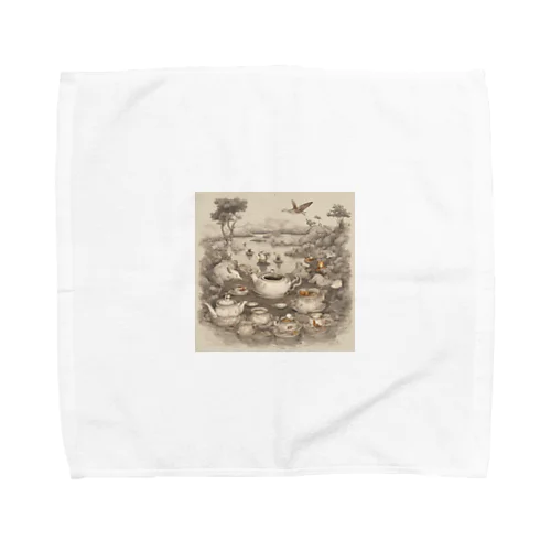 西洋風動物達のお茶会 Towel Handkerchief