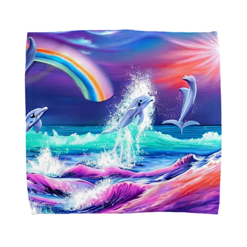 虹をかけるイルカ Towel Handkerchief