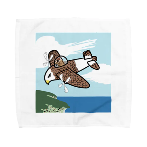 空を翔る鷲の飛行機 Towel Handkerchief