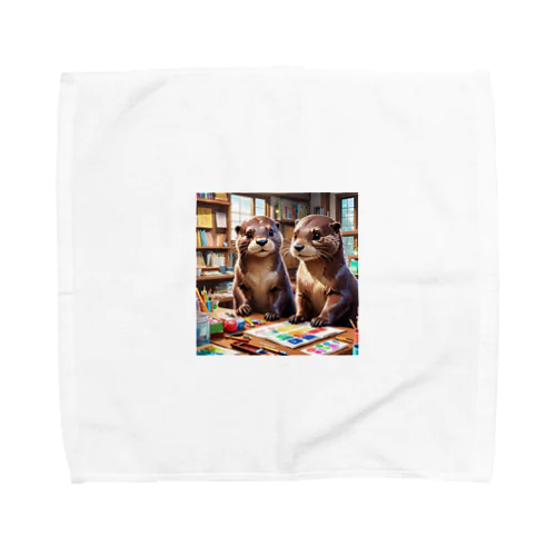 絵を描くカワウソ Towel Handkerchief