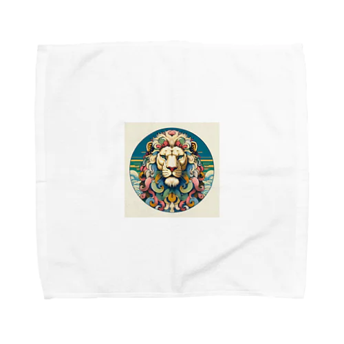 浮世絵風　ライオン（顔）"Ukiyo-e style lion (face)."  "浮世繪風格的獅子（臉）。" Towel Handkerchief