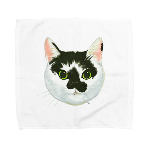 ねこさんのお顔（白黒ねこ） Towel Handkerchief