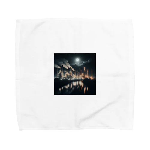 工場夜景　煙突 Towel Handkerchief