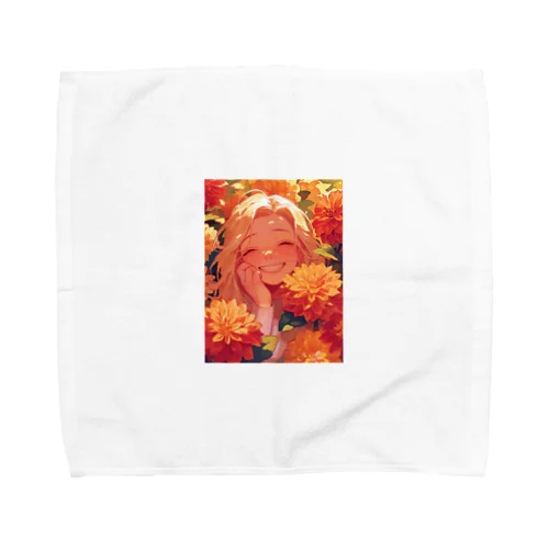 ダリアの花の中の笑顔　なでしこ1478 Towel Handkerchief