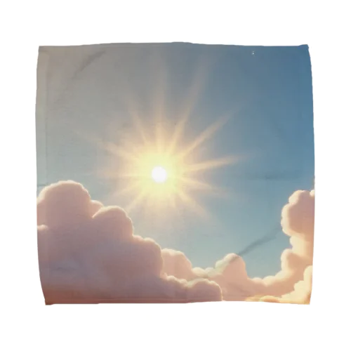 Beautiful sun shining through the beautiful clouds 美しい雲の間から輝く美しい太陽 Towel Handkerchief