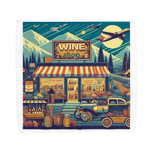 Retro Snow Mountain Wine Towel Handkerchief