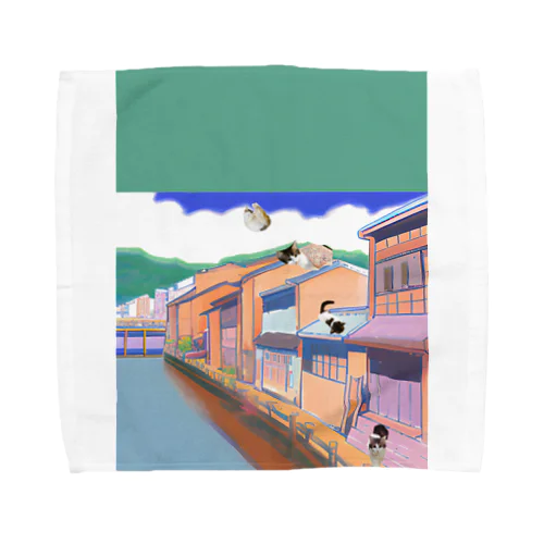 昔と猫 Towel Handkerchief