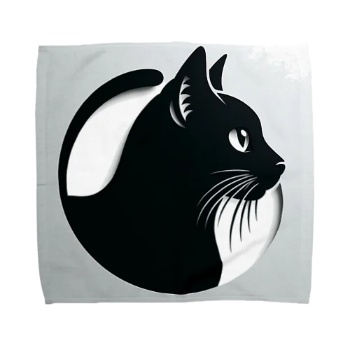 Gatto＊黒猫の切り絵風デザイン Towel Handkerchief