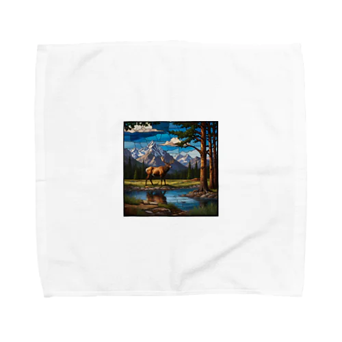北米ロッキー山脈ステンドグラス Towel Handkerchief