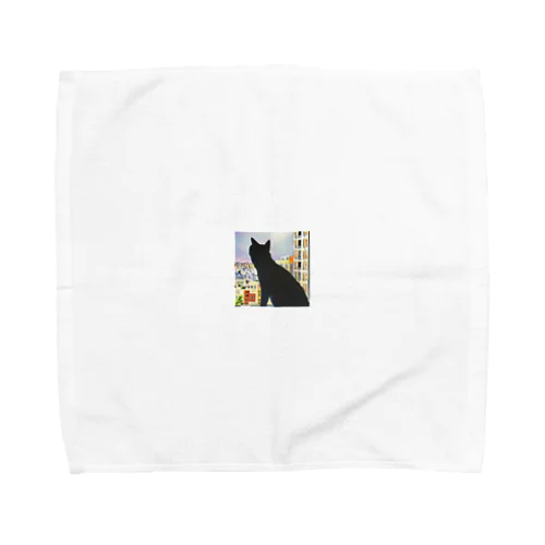 見つめる黒猫 Towel Handkerchief