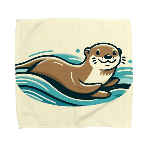 愛らしい表情のカワウソがプカプカ Towel Handkerchief