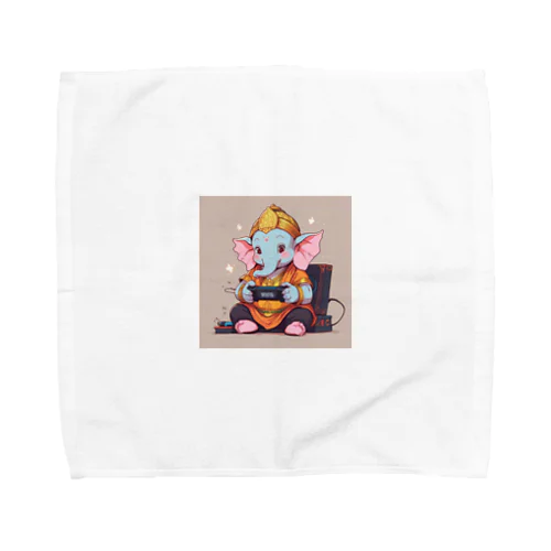 ビデオゲームで遊ぶかわいいガネーシャ Towel Handkerchief