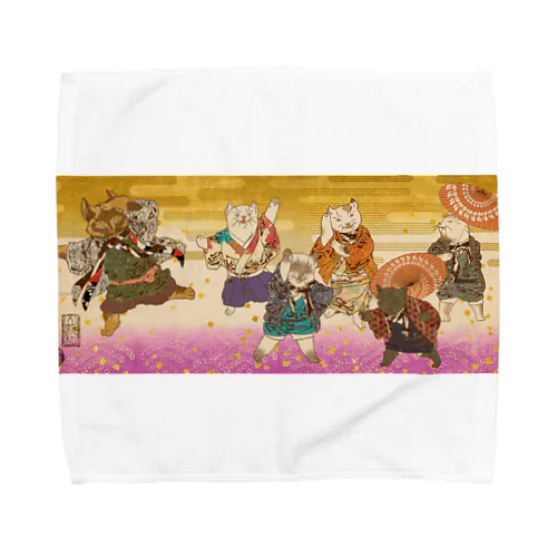 猫浮世絵シリーズ　猫一座 Towel Handkerchief