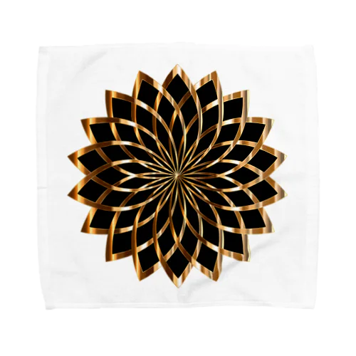 ブラック・ゴールド フラワー BLACK・GOLD Flower Towel Handkerchief