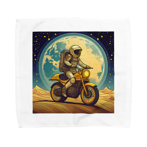 月面バイク乗り タオルハンカチ