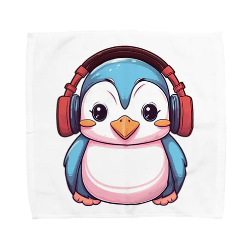 赤いヘッドホンを付けているペンギン Towel Handkerchief