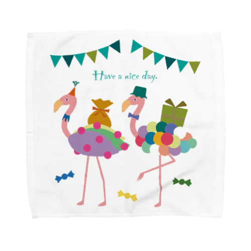 双子フラミンゴのパーティー Towel Handkerchief