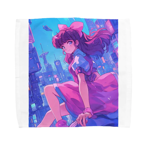 昭和レトロアニメ風近未来ガール Towel Handkerchief