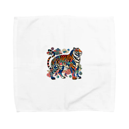 浮世絵風　虎（威風堂々）"Ukiyo-e Style: Majestic Tiger" "浮世绘风格：威风凛凛的虎" Towel Handkerchief