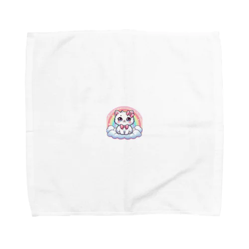 白猫のイラストグッズ Towel Handkerchief