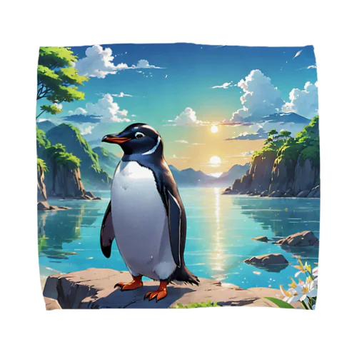 海辺のペンギン画像！ Towel Handkerchief