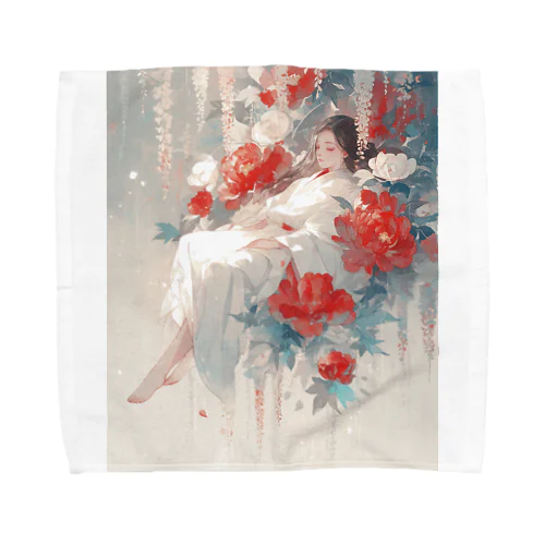 花の空間の中の美女　なでしこ1478 Towel Handkerchief