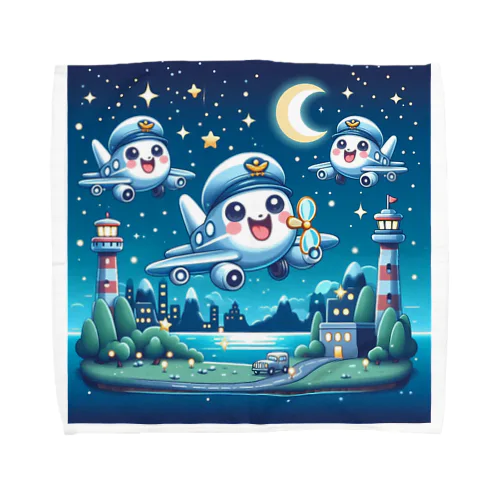 キラキラ夜景飛行くん Towel Handkerchief